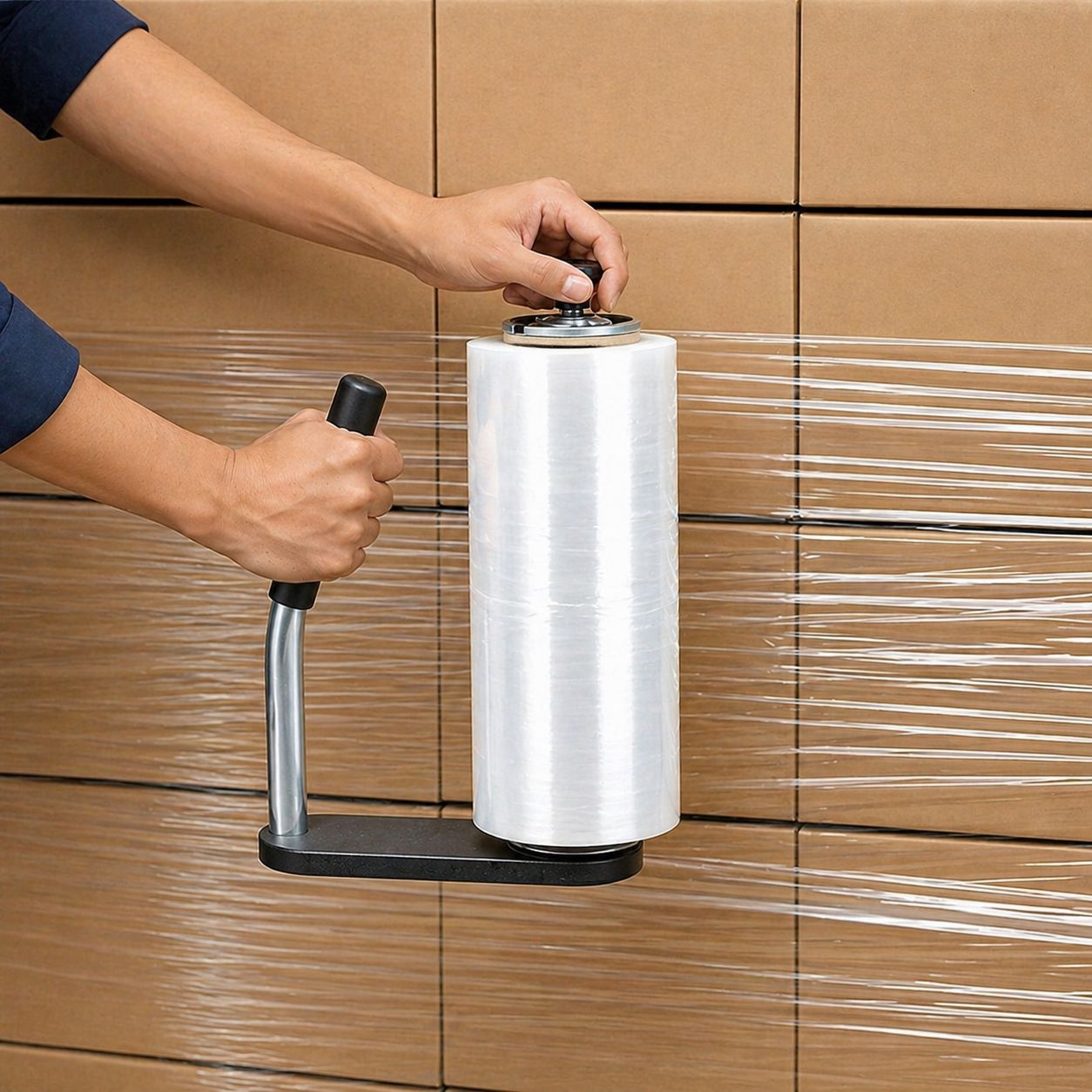 manual industrial stretch wrap handwrapper for pallet wrapping and warehouse packaging