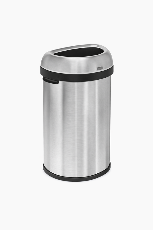 Open Top Trash Can, Half-Round, 21 Gallon