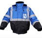 Safety Waterproof Quilted Bomber Jacket With Black Bottom, Blue with ID slot