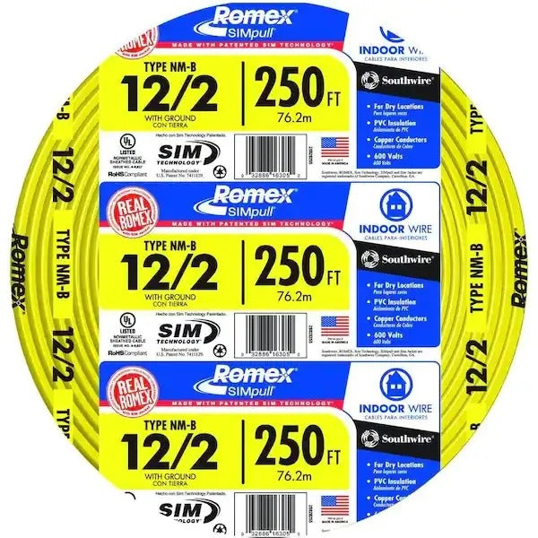 Romex NM-B Wire - 12/2 with Ground, 250 ft.
