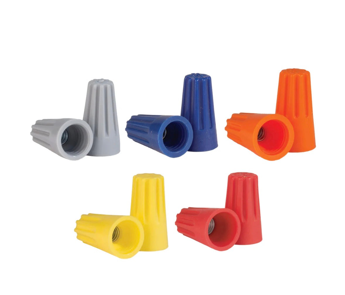 Assorted colored electrical wire connectors and wire nuts