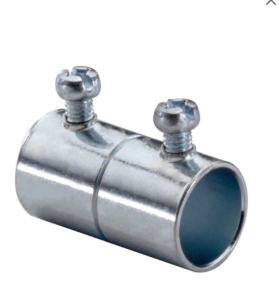 Steel EMT electrical conduit coupling with set screws