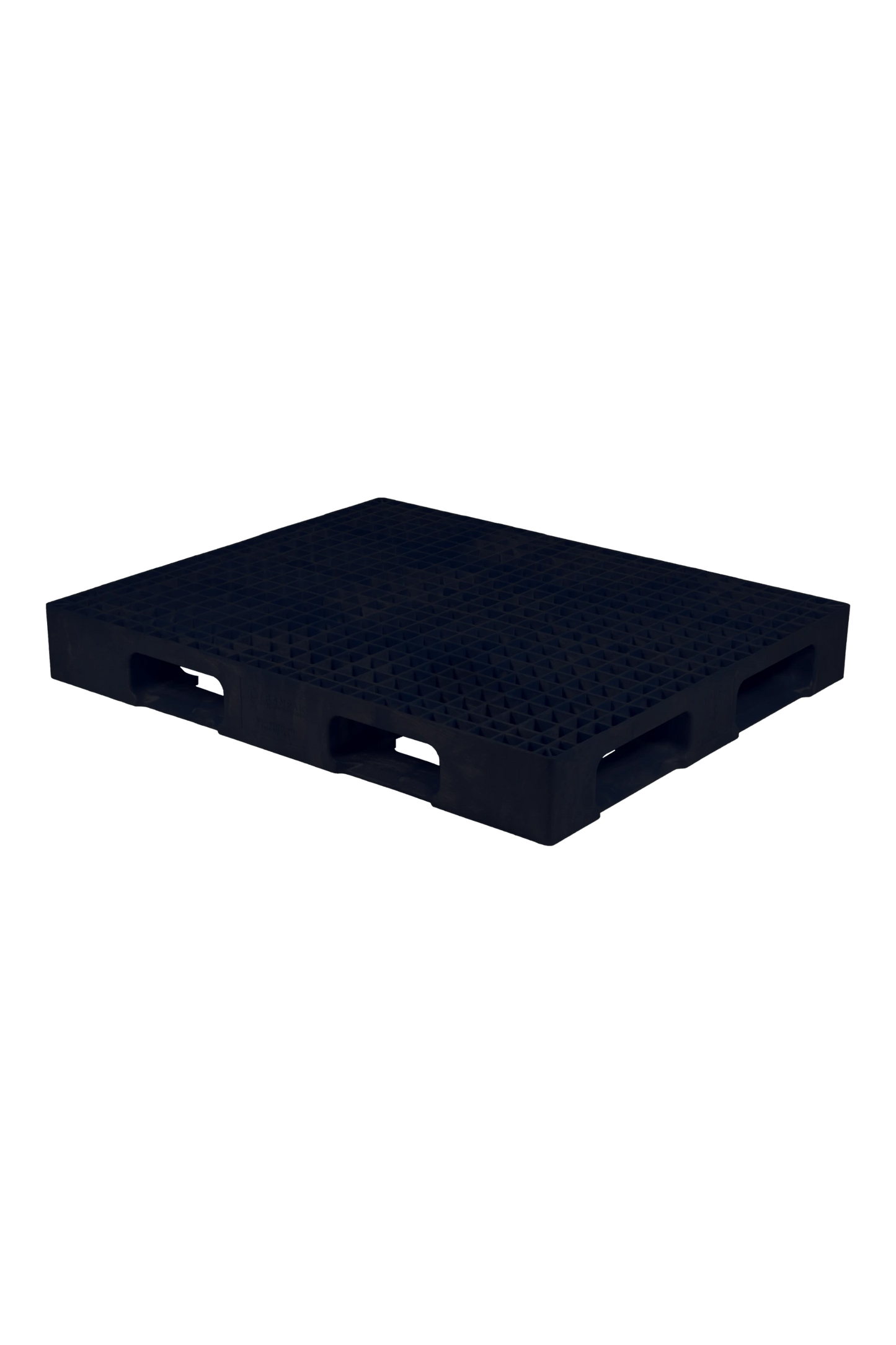 Industrial plastic pallet, 48 x 40 in., black, reusable, forklift-entry, 4-way access