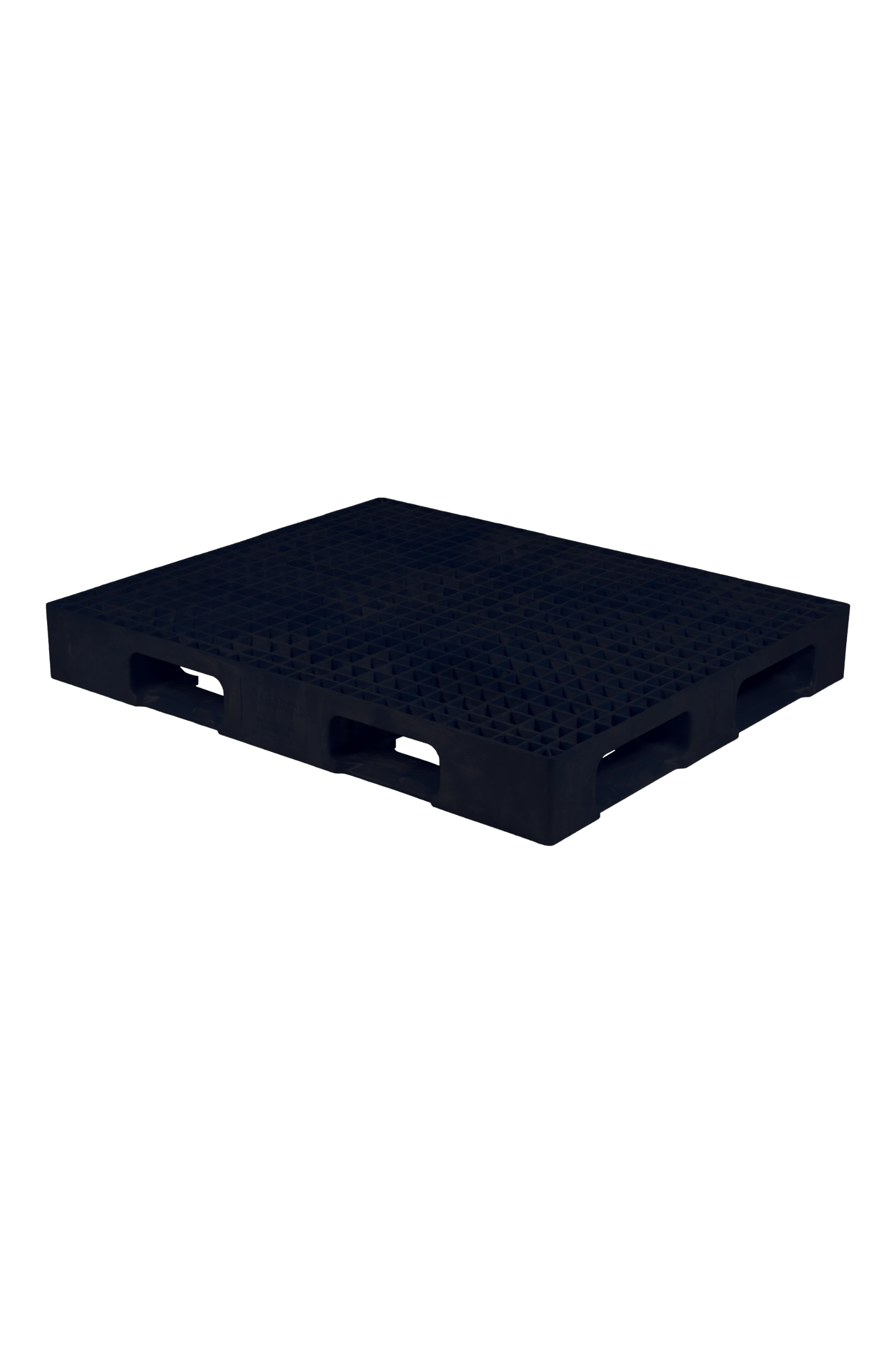 Industrial plastic pallet, 48 x 40 in., black, reusable, forklift-entry, 4-way access