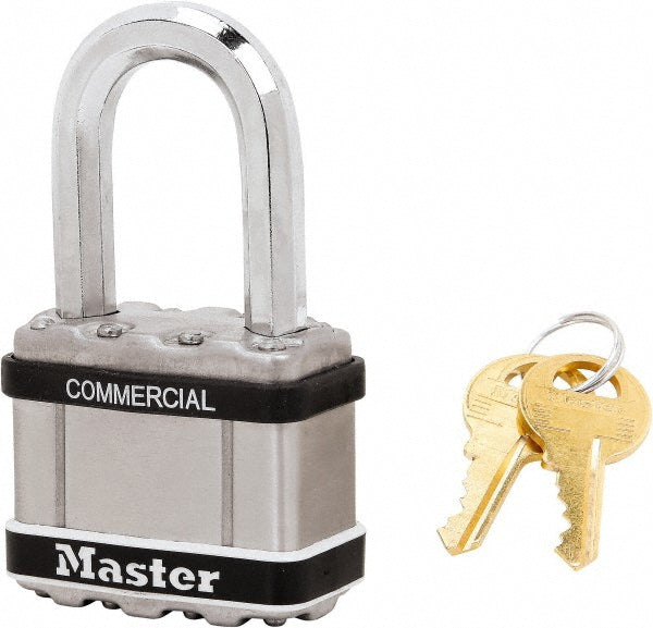 Master Lock commercial laminated steel padlock with two keys, keyed-alike