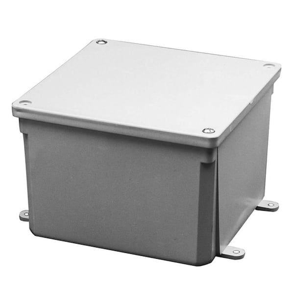 Gray weatherproof PVC junction box with gasketed cover